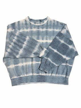 BLUE BUTTERCUP Fuzzy Blue and White Tie Dyed Sweatshirt